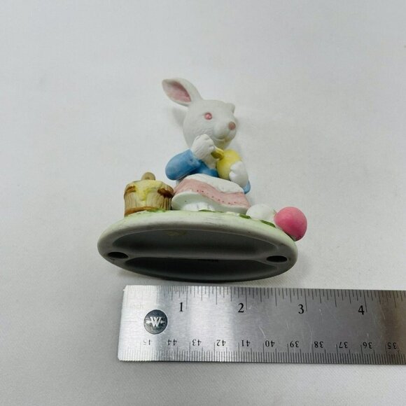 Vintage Lefton Bunny Rabbit Easter Figurine 4” Egg Paint Female Mother Porcelain - Picture 7 of 12